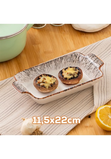 Porsima 083 Dikdörtgen 3'lü Porselen Fırın Kabı Servis Tabağı Siy Siyah