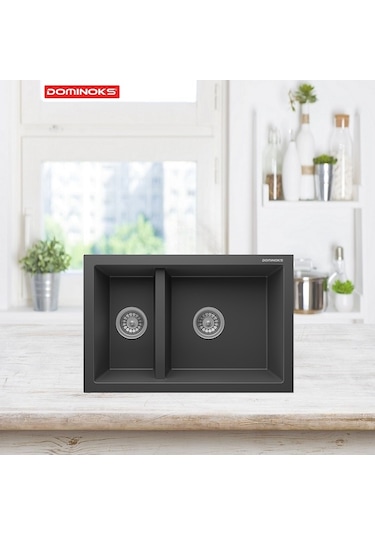 Dominoks Ren70 Antrasit 46 x 70 CM Tezgah Altı Granit Evye