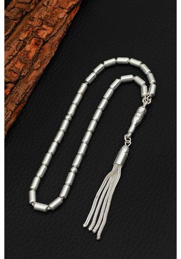 Gümüş Tesbih Kapsül Kesim Erkek Gümüş Tesbih 925 Ayar St383 Gümüş