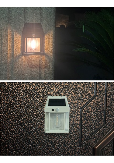 Maiyame Dış Mekan Güneş Enerjili Duvar Lambası, İnsan Algılama, 3 Mod, 1800mah Pil, Sıcak Işık, Bahçe/ev Bahçesi, Beyaz Jy-369 Beyaz