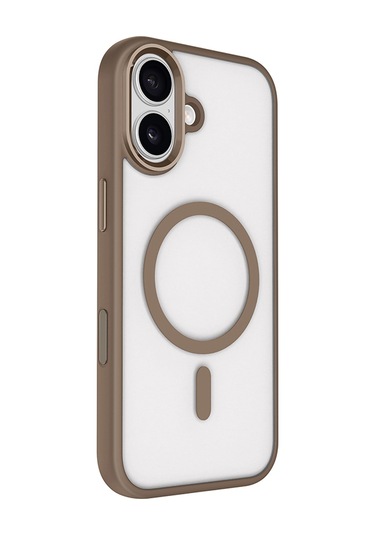 İphone Uyumlu 17 Kılıf Wireless Şarj Özellikli Krom M-safe Silikon Kılıf Desert Gold