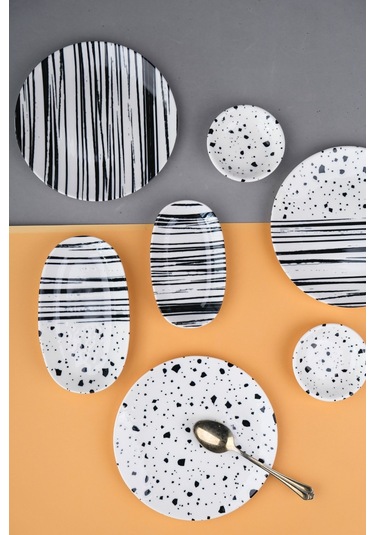 Tabak Evi Porselen Sidereal Kahvaltı Ve İkram Takımı 6 Kişilik 14 Parça Çok Renkli