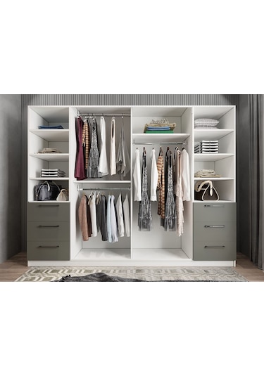 Riga Sürgü Kapaklı Çekmeceli Gardırop Fb 270 Cm