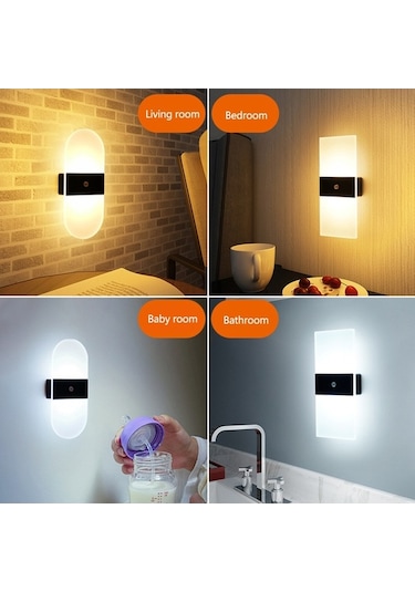 Willowhaven Siyah Dikdörtgen Şarjlı Manyetik Led Duvar Lambası - Akıllı İnsan Algılama, Beyaz Işık, Soketsiz Ev/koridor Kullanımı Diğer