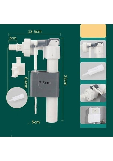 Pazly Suntek Gizli Tuvalet Tankı Dolum Vanası 1,6 Cm 13,5x5x22 Cm Boyutlar Çok Renkli