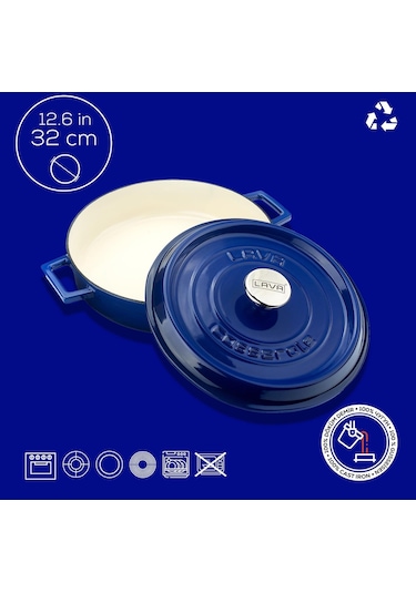 Lava Döküm Çok Amaçlı Yayvan Tencere Döküm Demir Yekpare Kulplu Edition Serisi Çap 32cm. 001