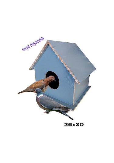 Ncy Ahşap Kuş Yuvası Kuş Evi Dış Mekan Suya Dayanıklı 25 x 25 x 33 CM