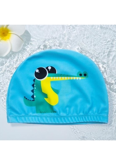 Yüzme Şapkası Nefes Yüksek Elastik Çabuk Kuruyan Kulak Koruyucu Karikatür Baskı Yüzme Havuzu Şapkası Çocuklar İçin Fish Çok Renkli