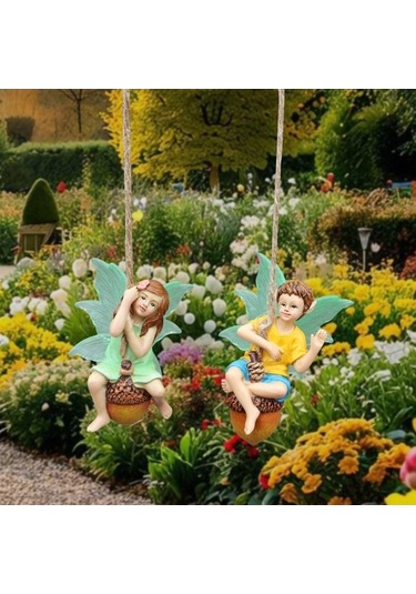 Pazly Reçine Peri Figürü Kız Homyl Dekor Çocuk Bahçe Asılı 2 Li