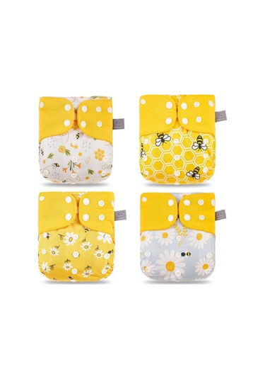 Moveevo 4'lü Yenilebilir Bebek Külotü Nem Tutucu Ağ Kumaşı Su Geçirmez Pul 3-15 Kg Uyumlu Es061-sd07 3 - 5 Yaş