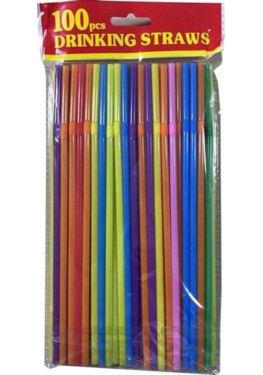 Novahub Beyaz 100 Adet Tek Kullanımlık Payet Renkli Plastik Geniş Saman Süt Çay Suyu Kokteyl İçecek Saman Doğum Günü Partisi Mutfak Malzemeleri