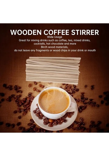 Youmex Restoranlar İçin Ahşap Kahve Karıştırıcıları - 500 Adet, Dayanıklı, Tek Kullandım, Çevre Dostu, Kahve-çay-kokteyl Karıştırma Ahşap Rengi