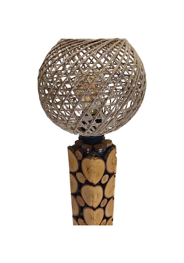 Bayburkay Doğal Ahşap Jüt Başlıklı Dilimlenmiş Ağaç Abajur Diğer