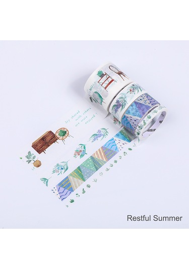 Geeroyoo Renkli Desenli 4'lü Washi Bant Seti - Dıy Dekor Ve El Sanatları İçin 30mm,15mm,5mm