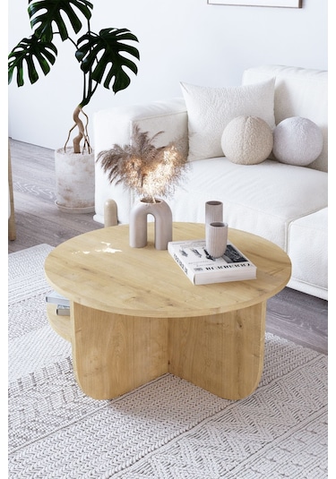 Rubo Orta Sehpa Raflı İskandinav Orta Sehpa 72 Cm, Bohem - Safir Meşe