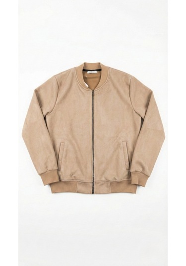 Efnaz Style Erkek Scuba Süet Kumaş Bomber Hırka Taba