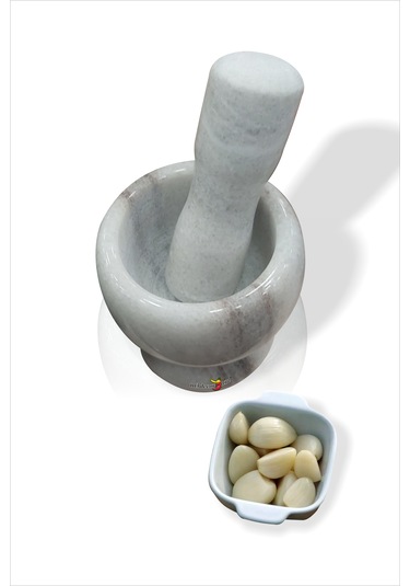 Kaliteli Gerçek Beyaz Mermer Sarımsak Çekirdek Ezici Havan Tokmak