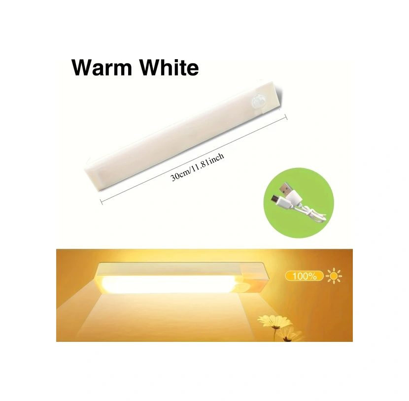 Dashanshop Usb Şarjlı Manyetik Dolap Altı Led Aydınlatma, 11.8 İnç Sıcak Beyaz Sıcak Beyaz