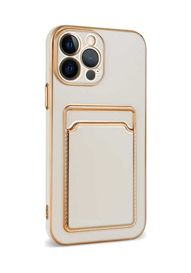 Apple Uyumlu iPhone 13 Pro Max Csm Zore Bark Kartlıklı Kılıf beyaz