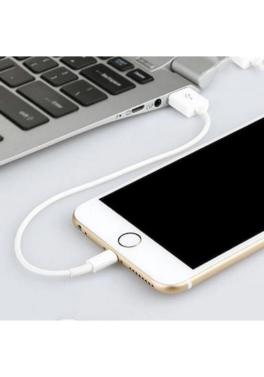 Nettech Nt-26 Plastik 20 Cm Lightning Şarj Ve Data Kablosu Beyaz