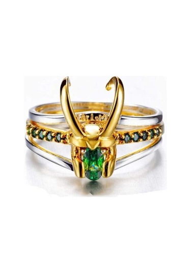Dancemonkey Zirkonya Yüzükler Yeşil Us Unisex Şekli Parmak Kübik Kask In Çıkarılabilir Boynuzlar Adet/takım 3 3 10 1 Jr Altın
