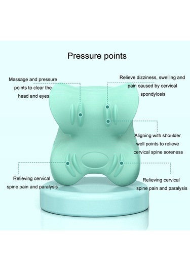 Boyun Servikal Masaj Aleti Servikal Düzeltici Akupresür C-tipi Traksiyon Desteği Masaj Yastığı Yeşil Yeşil