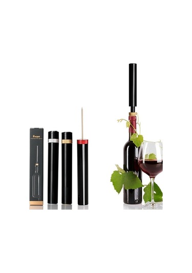 Novahub Pratik Şarap Açacağı - Yüksek Kaliteli Kırmızı Basınçlı Şişe Açma Seti, Günlük Kullanım İçin İdeal Siyah Siyah