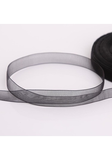 Siyah 50 Yards/rulo Dıy Organze Kurdele Hediye Paketleme 12mm Parti Düğün Dekorasyon Kumaşı