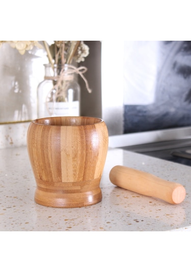 Monyee Büyük Boy Doğal Bambu Sarımsak Defteri - Evcil Pestle Ve Mortar Seti, Sağlıklı Zarf Sökme Aracı, Çok Amaçlı Ev Aletleri Bambu