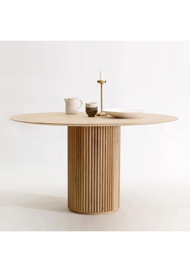 Breeze Yuvarlak Ahşap Bohem Masa 130x130 Naturel