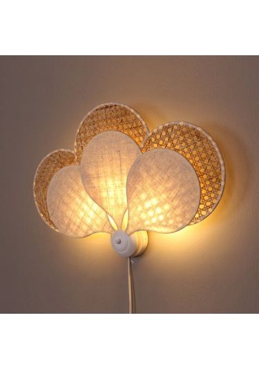 Yeni Papatya Doğal Hazeran & Keten Kumaş Aplik Beyaz