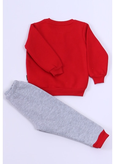Erkek Bebek 3 İplik Eşofman Takımı Boom Baskılı A33 Kırmızı
