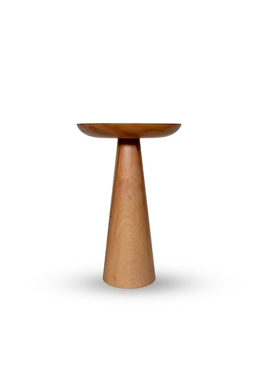 Tekli Zigon Mantar Sehpa Mushroom Masif Ahşap Modern Yan Sehpa Siyah