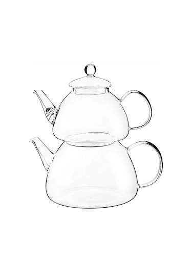 Borosilikat Ateşe Dayanıklı Cam Büyük Çaydanlık Takımı Düz Saydam