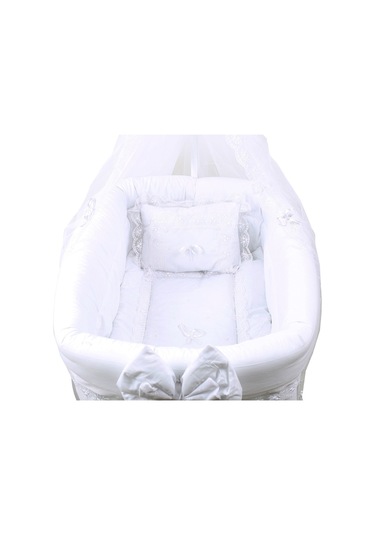 Setaymobilya Beşik, Fiyonklu Mdf Sallanan Beşik + Uyku Seti - Setay