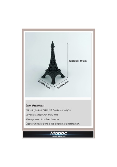 Monbc Eiffel Kulesi 3d Tasarım Dekoratif Biblo, Hediyelik Ve Ev Ofis İçin Şık Aksesuar