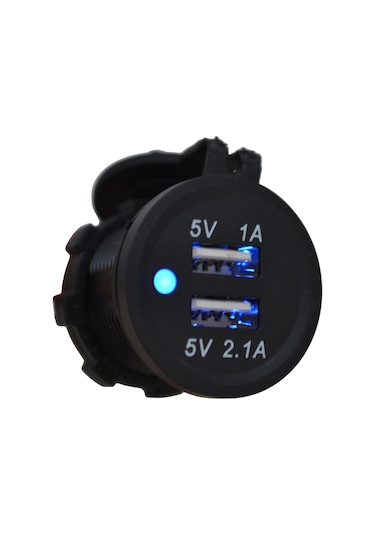 12v 24v Dc Usb 2.1a Şarj Port Işıklı Yuvarlak