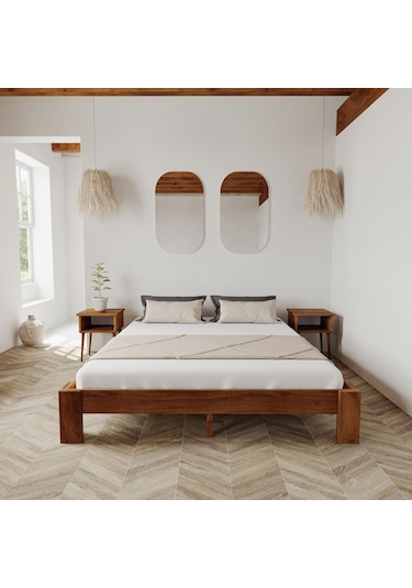 Soft Model Ceviz Renk Çam Ahşap Karyola-15 100 x 200