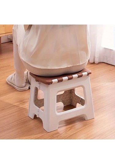 Xuweiwei Mavi Kapaklı Şık Beyaz Katlanır Basamak Tabure: Dayanıklı, Taşınabilir Ev Ofis Mavi