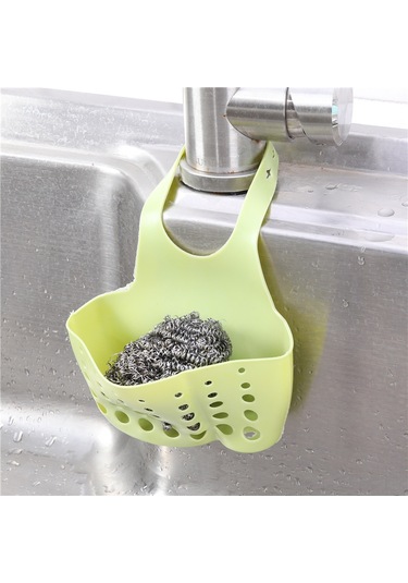 Geeksen Pvc Mutfak Lavabo Tutucu, Ayarlanabilir Düğme Ve Su Akış Delikleri İle Çift Cep Tasarımı, Sabit Kafa Uyumlu Sponge Tutucu Yeşil