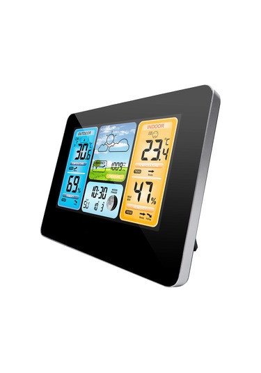 Xindoker Siyah Renkli 6.6" Lcd Ekranlı Hava Durumu Takvimi - Sicaklık, Nem, Barometre, Alarm Ve Ay Fazı Gösterimi Siyah