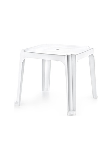 Omnipazar Sy-2588 Beyaz Kare Plastik Sehpa Bahçe Sehpası