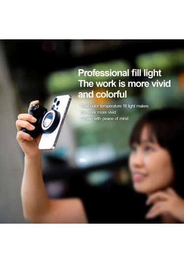 Xuweiwei Siyah Doldurucu Isik Aynali Kamera Tutacagi 360 Derece Ayarlanabilir Manyetik Telefon Standi Siyah-