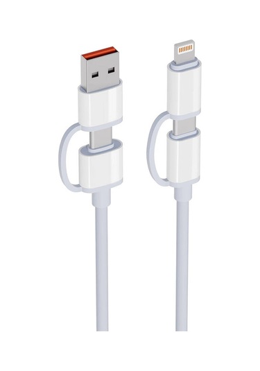 Ekılıf - Çoklu Uçlu Kablo Deira 4in1 A+c To C+l Kablo 1m - Beyaz - T33491 Beyaz