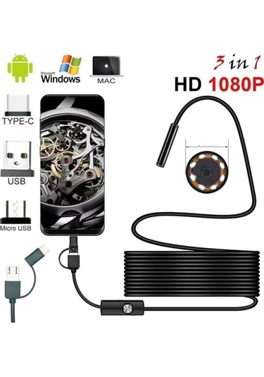 Endoskop 3 İn 1 Yılan Kamera Usb Micro Usb Type-c 20 Metre Sert Kablo-135368
