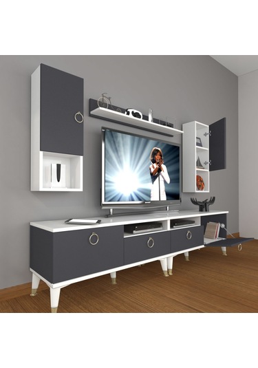 Decoraktiv Eko 5200da Mdf Gold Tv Ünitesi Tv Sehpası Beyaz - Antrasit
