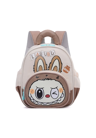 Labubu Çocuk Okul Çantası 3-6 Yaş Okul Öncesi Sırt Çantası Kahverengi