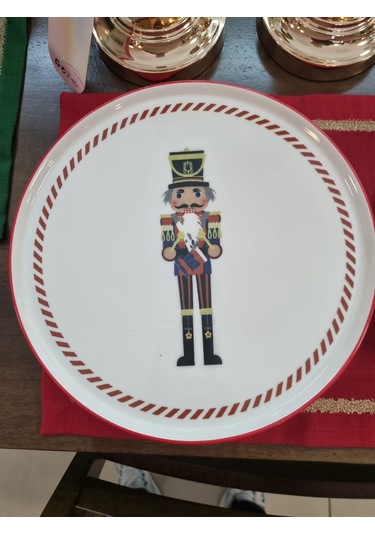 Yılbaşı Servis Tabağı Fındıkkıran Kurşun Asker 27cm 6lı Set Bej