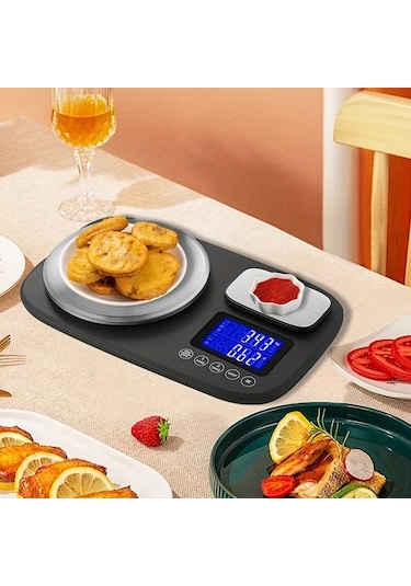 Fochsia Edospor Mutfak Terazisi 0.1g Hassas Gram Gümüş Gri Tare Fonksiyonlu Kompakt Gümüş Grisi