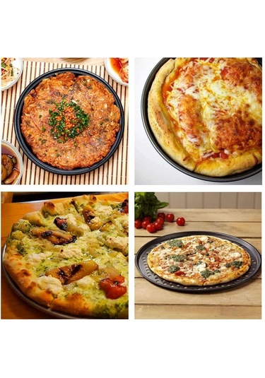 Teflon Delikli Pizza Tepsisi-tavası/ Lahmacun Pide Tepsisi 32 Cm Siyah